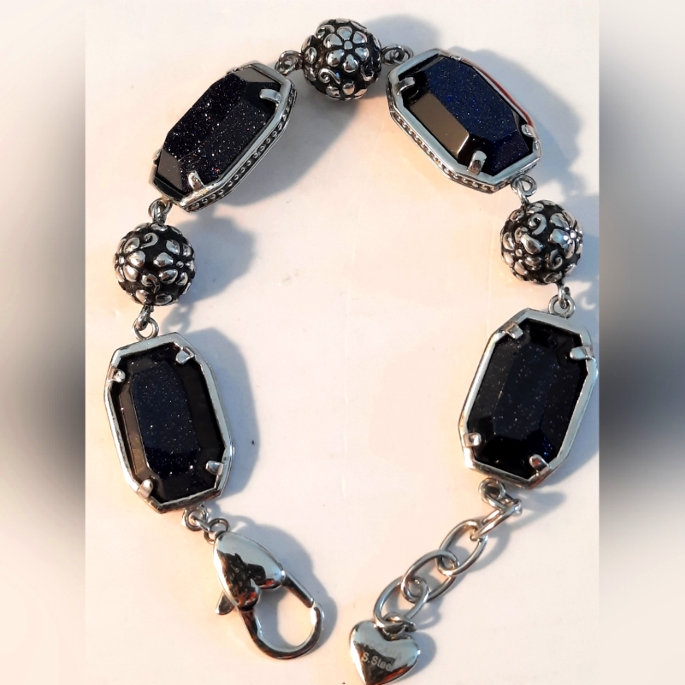 Tocara Stainless Steel Bracelwt With Sandstone Black Colour